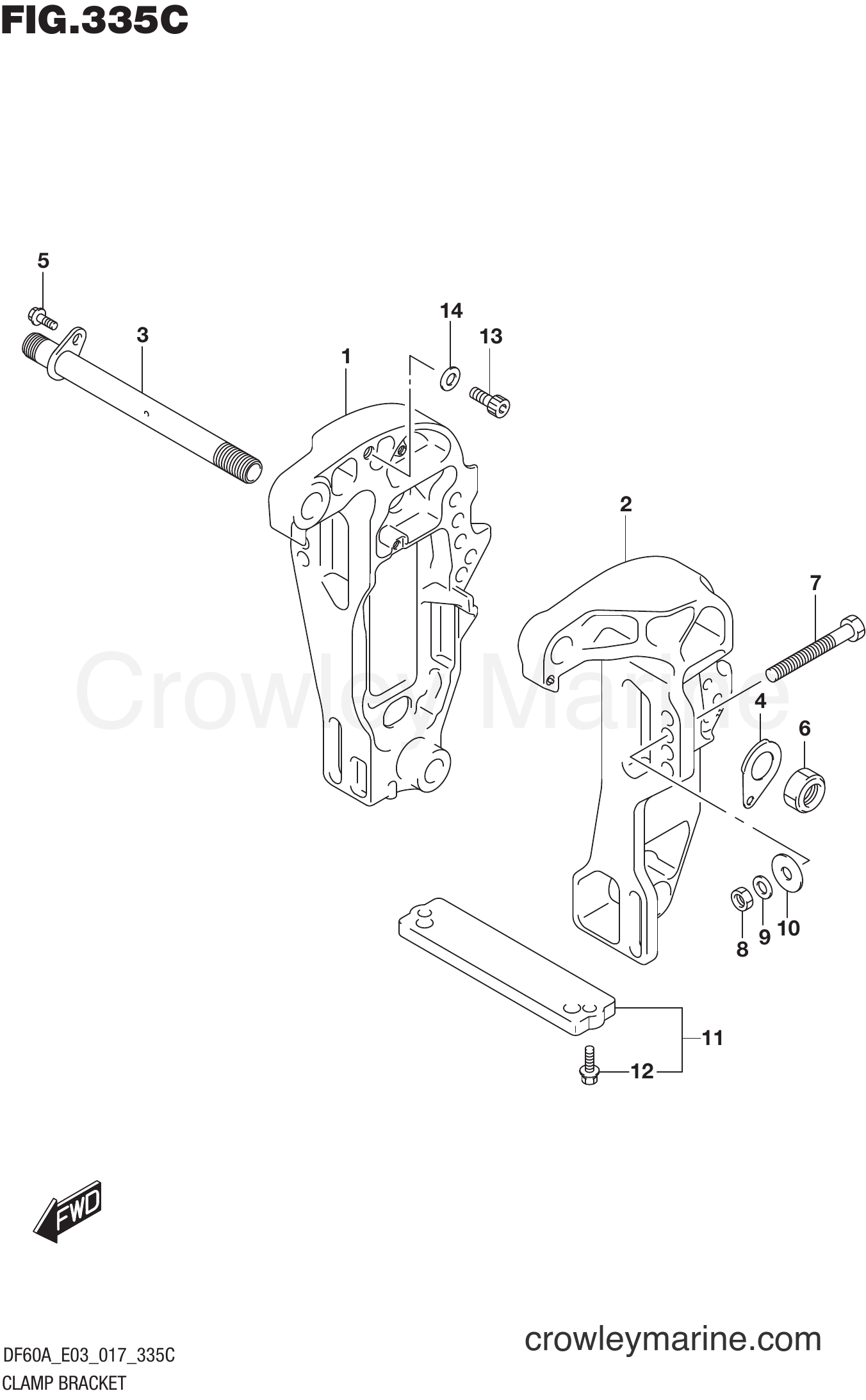Suzuki Marine DF60A 710001~ - CLAMP BRACKET (DF60A E03)