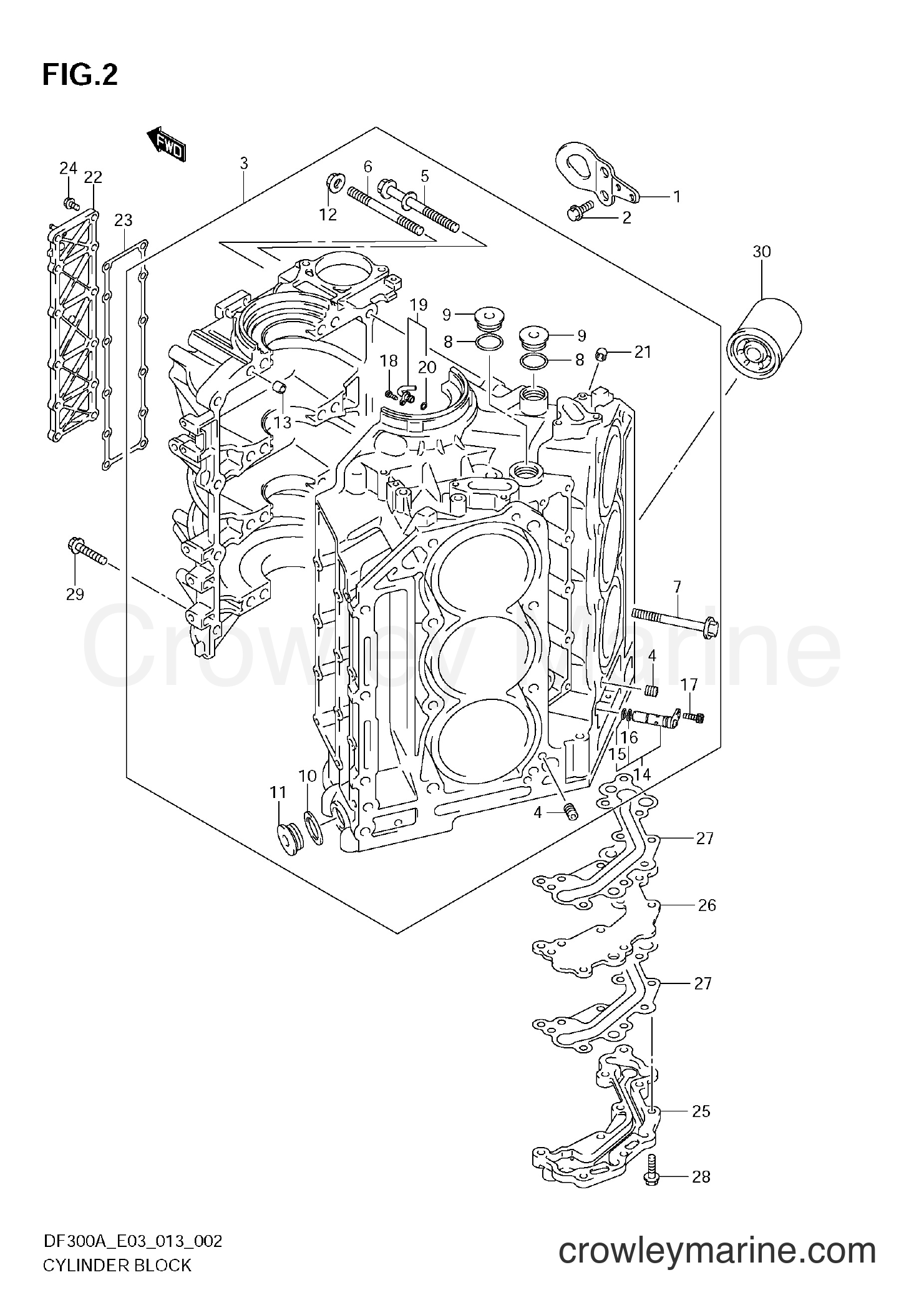 Suzuki Marine DF300AP 310001~ - CYLINDER BLOCK