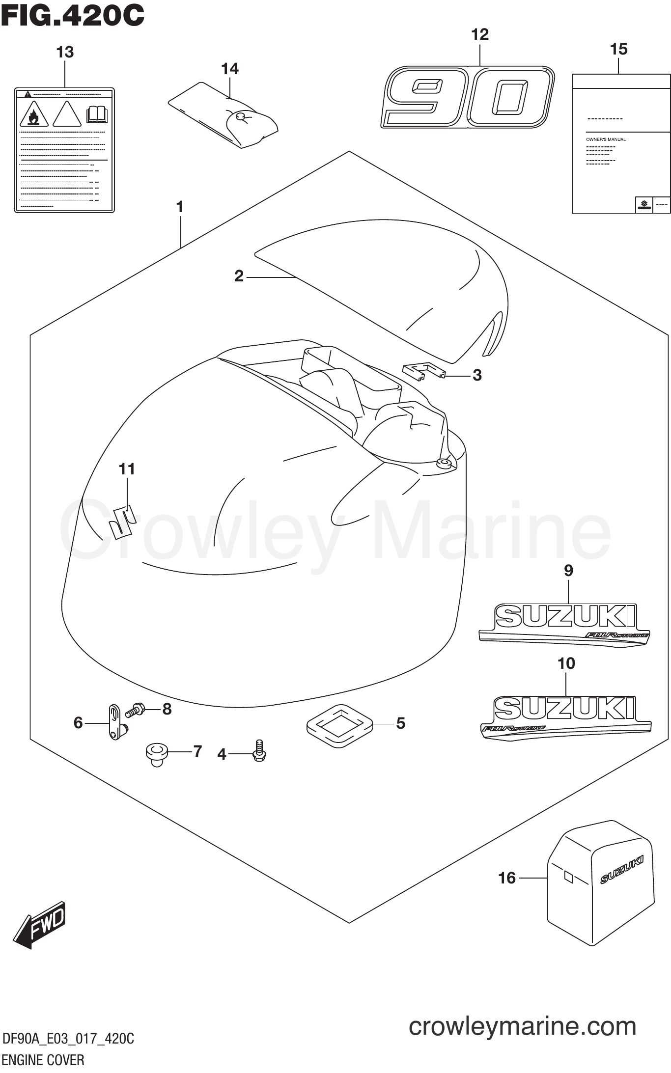 Suzuki Marine DF80A 710001~ - ENGINE COVER (DF90A E03)