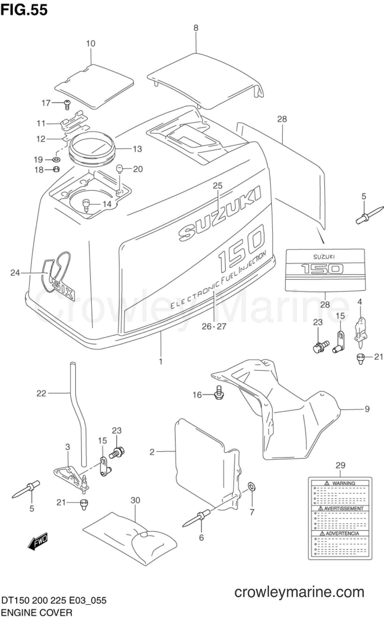 Suzuki Marine DT225 - ENGINE COVER (DT150TC,150G)
