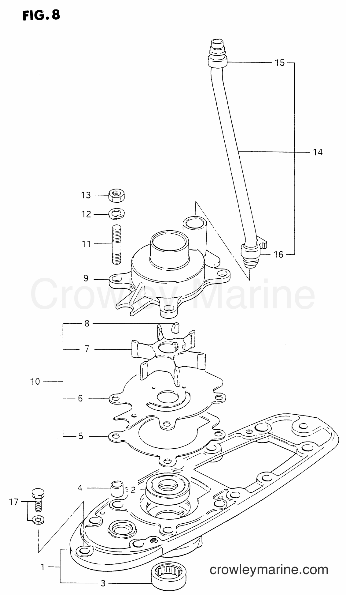 WATER PUMP 1988 TwoStroke Outboard 75 DT75 Crowley Marine