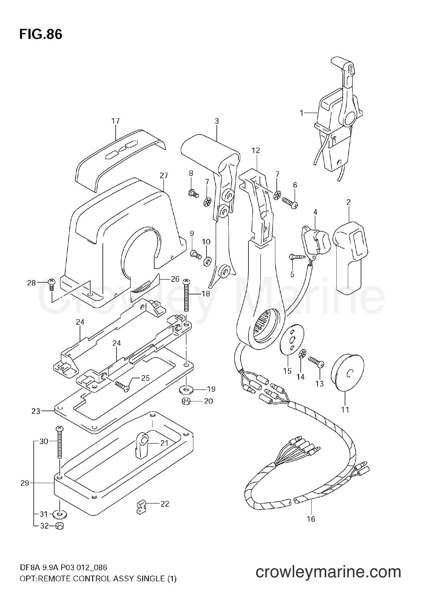 Suzuki Marine DF8A 00801F-210001~ - OPT:REMOTE CONTROL ASSY SINGLE (1)