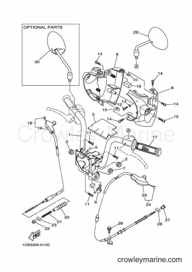 Yamaha Motors EC-03 (1CB3) [010] - STEERING HANDLE & CABLE