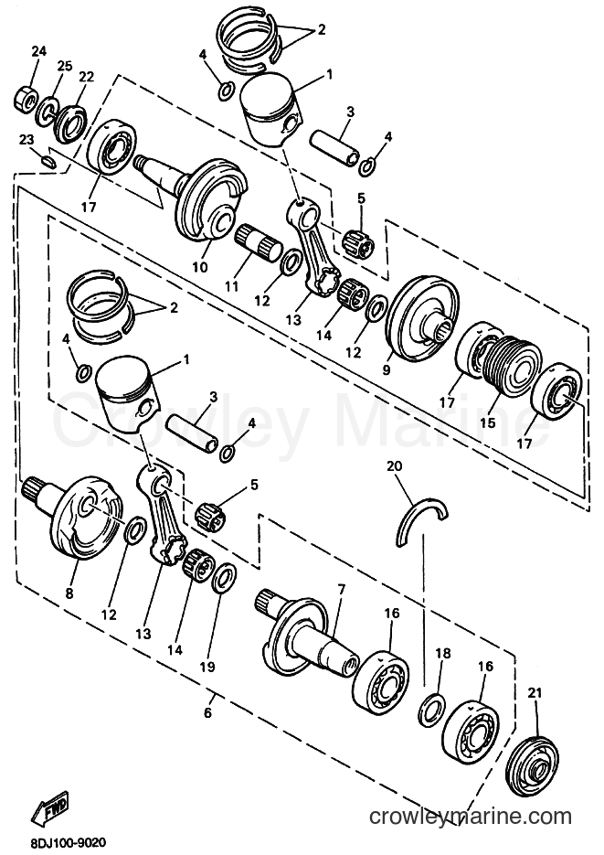 1999 Snowmobile PZ500 - PZ500 (8DJ1) [020] - CRANKSHAFT & PISTON