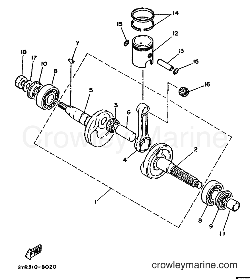 1988 Scooter CG50E - CG50E (2YR1) [999] - CRANKSHAFT & PISTON