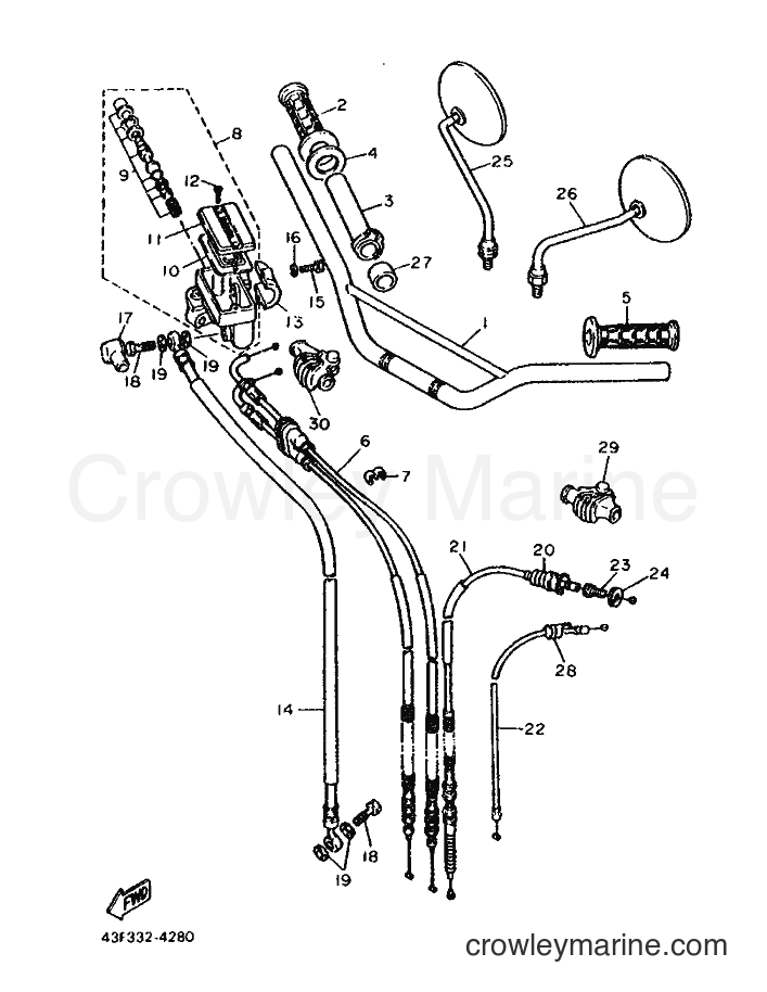 1986 Dirt Bike XT600 - XT600 (49H) [999] - STEERING HANDLE & CABLE