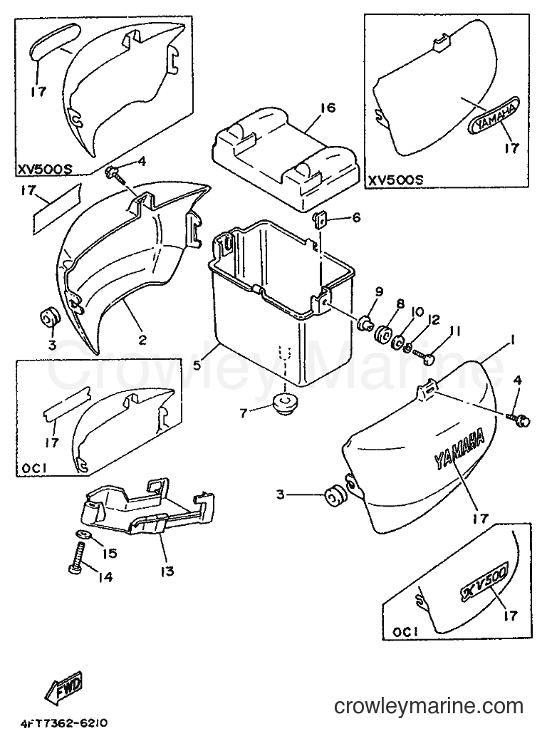 1996 Cruiser XV500 - XV500 (4FT7) [999] - SIDE COVER & OIL TANK