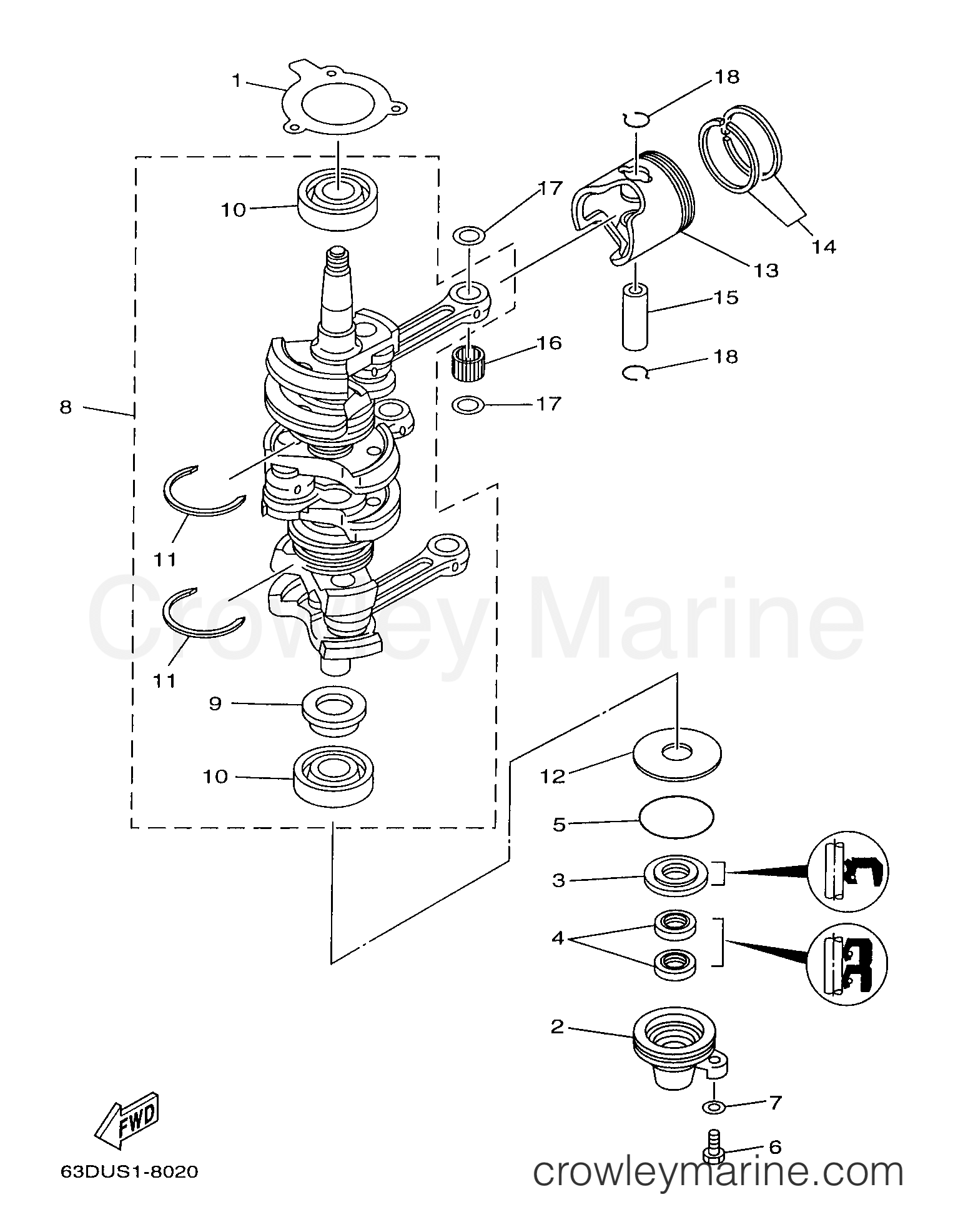 Yamaha Motors C40TLRX - CRANKSHAFT PISTON