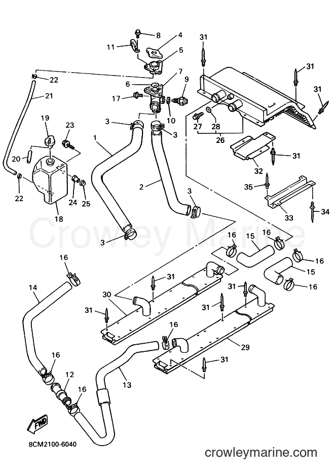 1996 Snowmobile VX600XT - VX600XT (8BV2) [020] - RADIATOR & HOSE