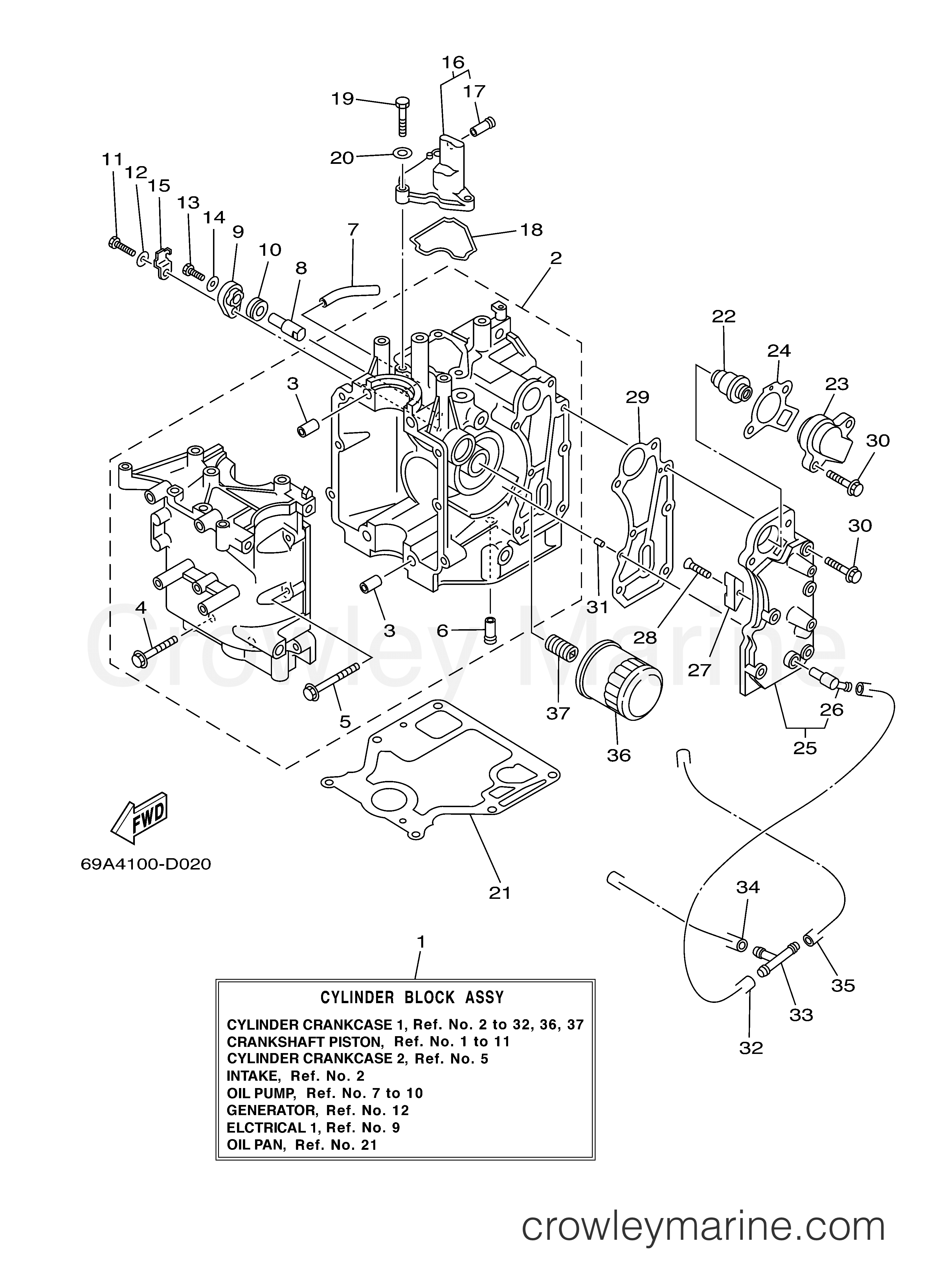 Yamaha Motors F15PLH - CYLINDER CRANKCASE 1