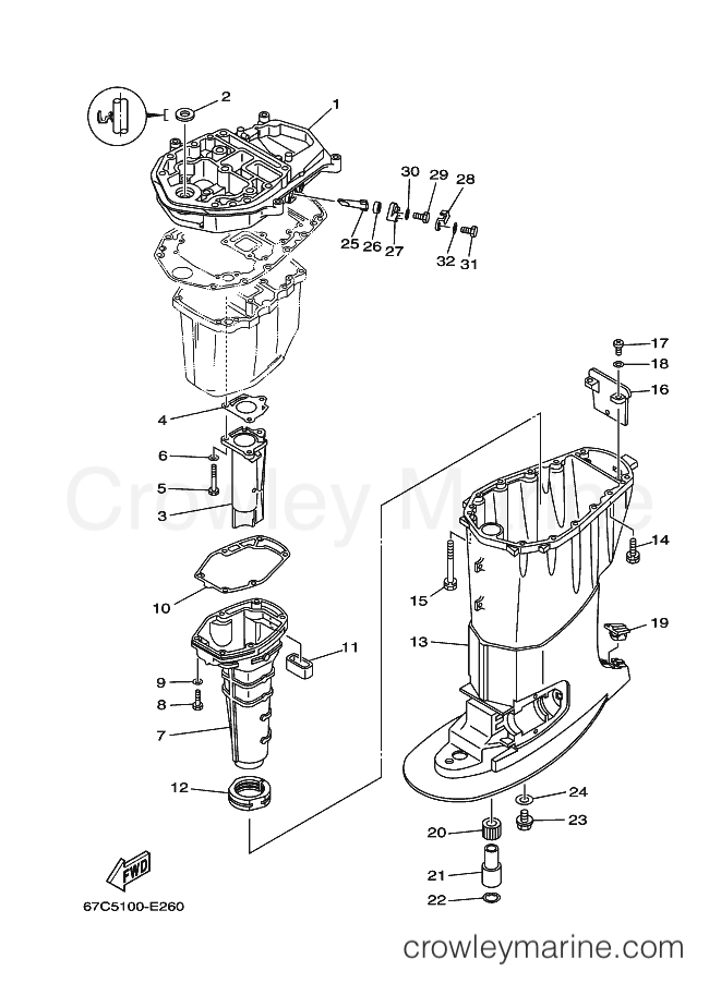 Yamaha Motors F40MLHG (67C7) [250] - UPPER CASING