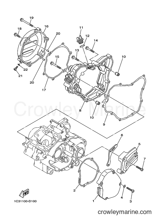 Yamaha Motors YZ125 (1C3E) [010] - CRANKCASE COVER 1