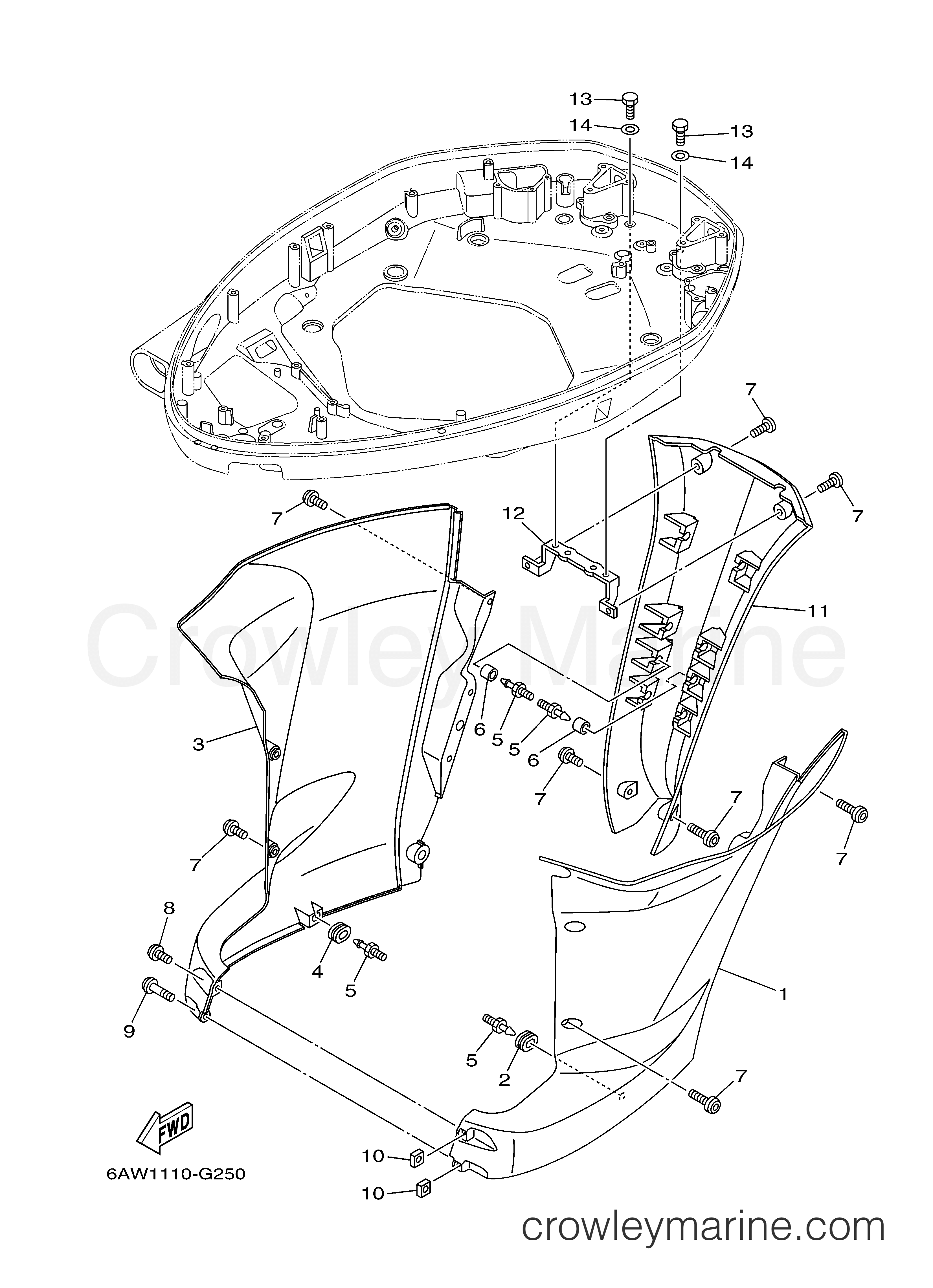Yamaha Motors F350TUR - BOTTOM COWLING 3