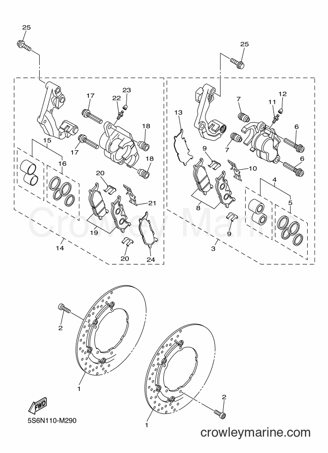 Yamaha Motors XVS1300CT-B (2CA6) [020] - FRONT BRAKE CALIPER