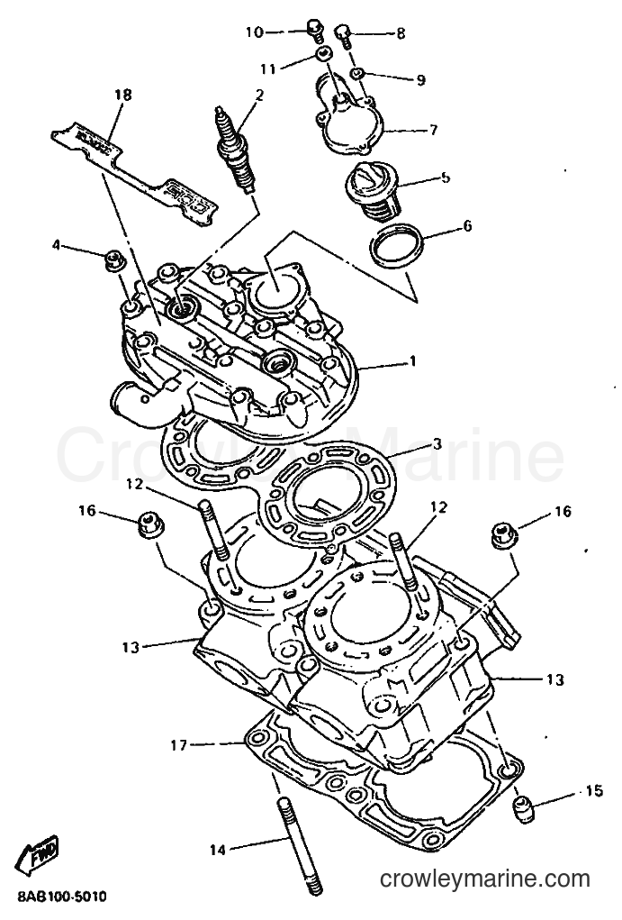 1996 Snowmobile VX500XT - VX500XT (8CM2) [020] - CYLINDER HEAD