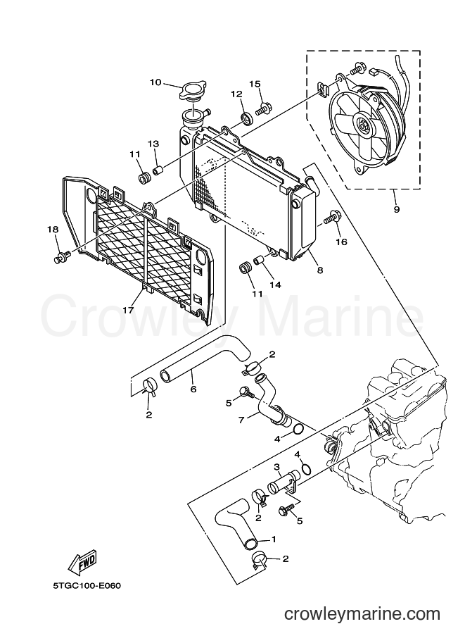 2007 ATV YFZ450 - YFZ450 (5D36) [010] - RADIATOR & HOSE