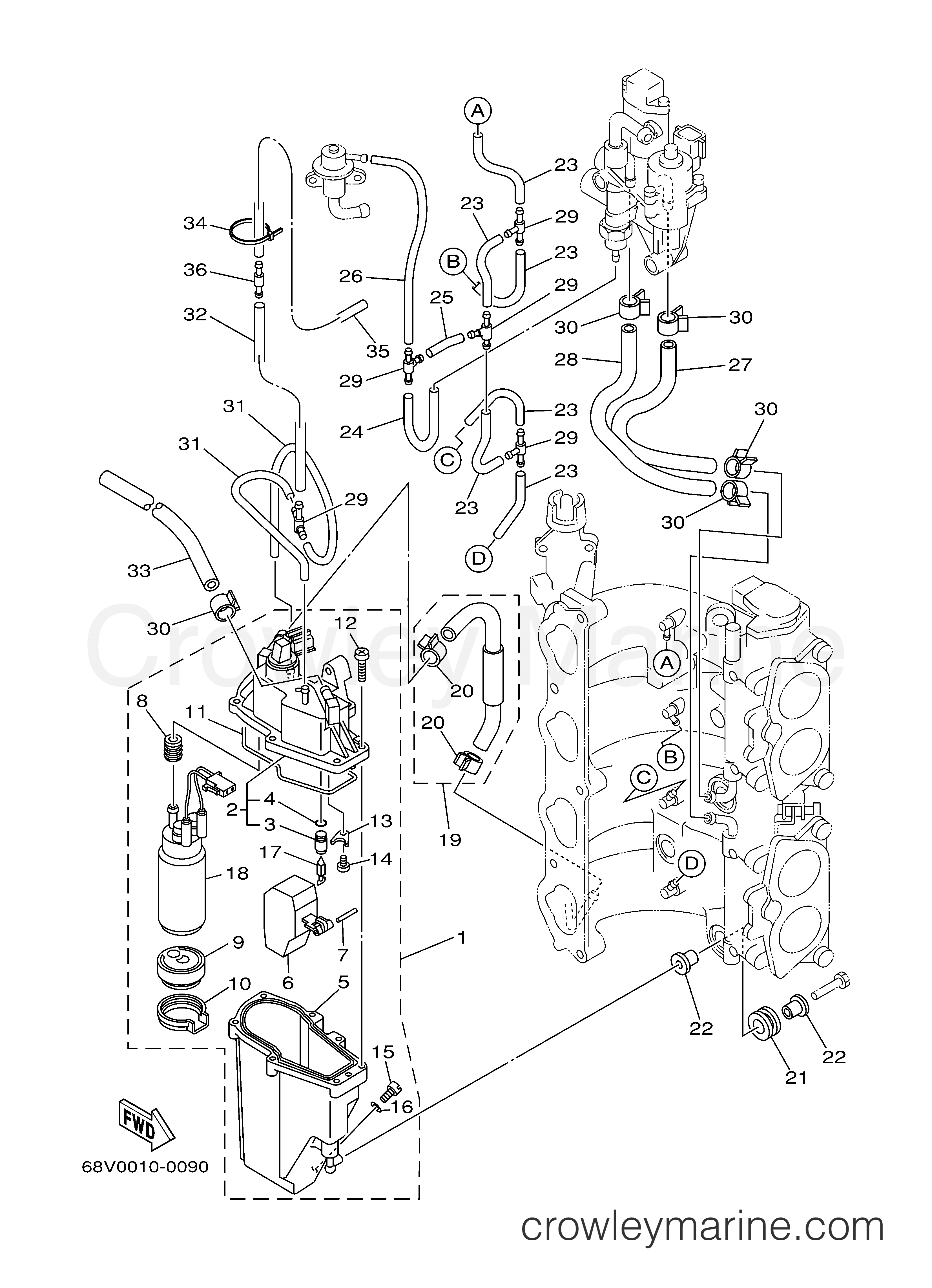 FUEL INJECTION PUMP 2000 Yamaha Outboard 115hp F115TLRY Crowley Marine