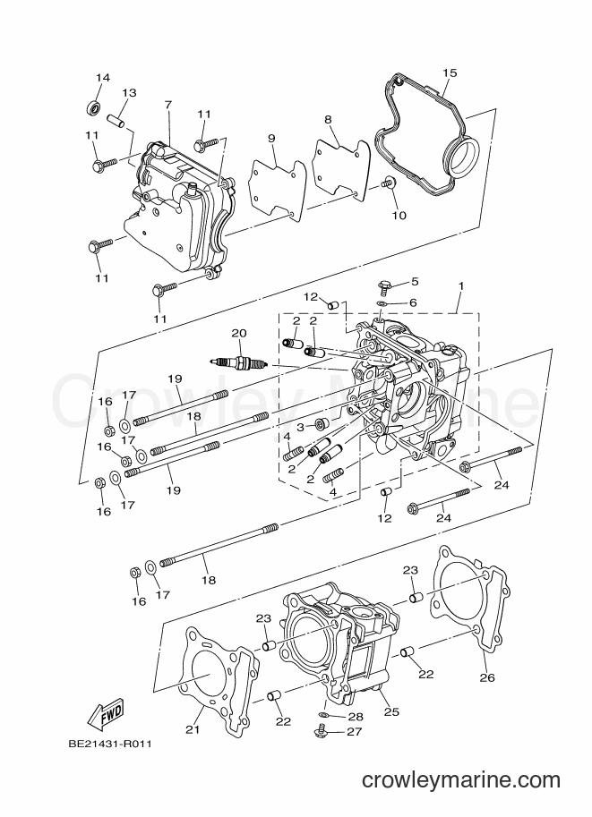 2016 Maxi-Scooter MWS150-C - MWS150-C (BE21) [010] - CYLINDER HEAD
