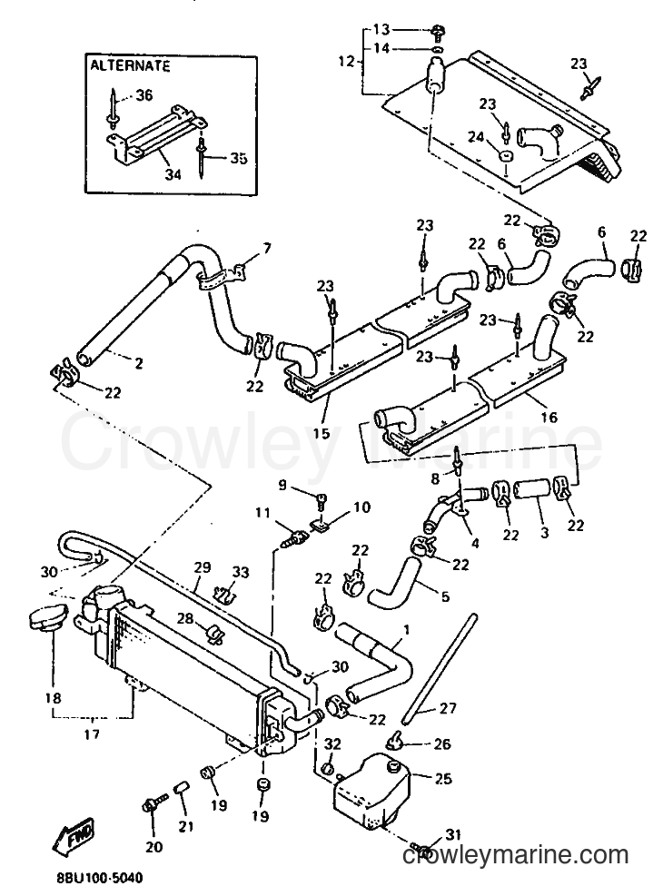 1996 Snowmobile VX800 - VX800 (8BU2) [020] - RADIATOR & HOSE