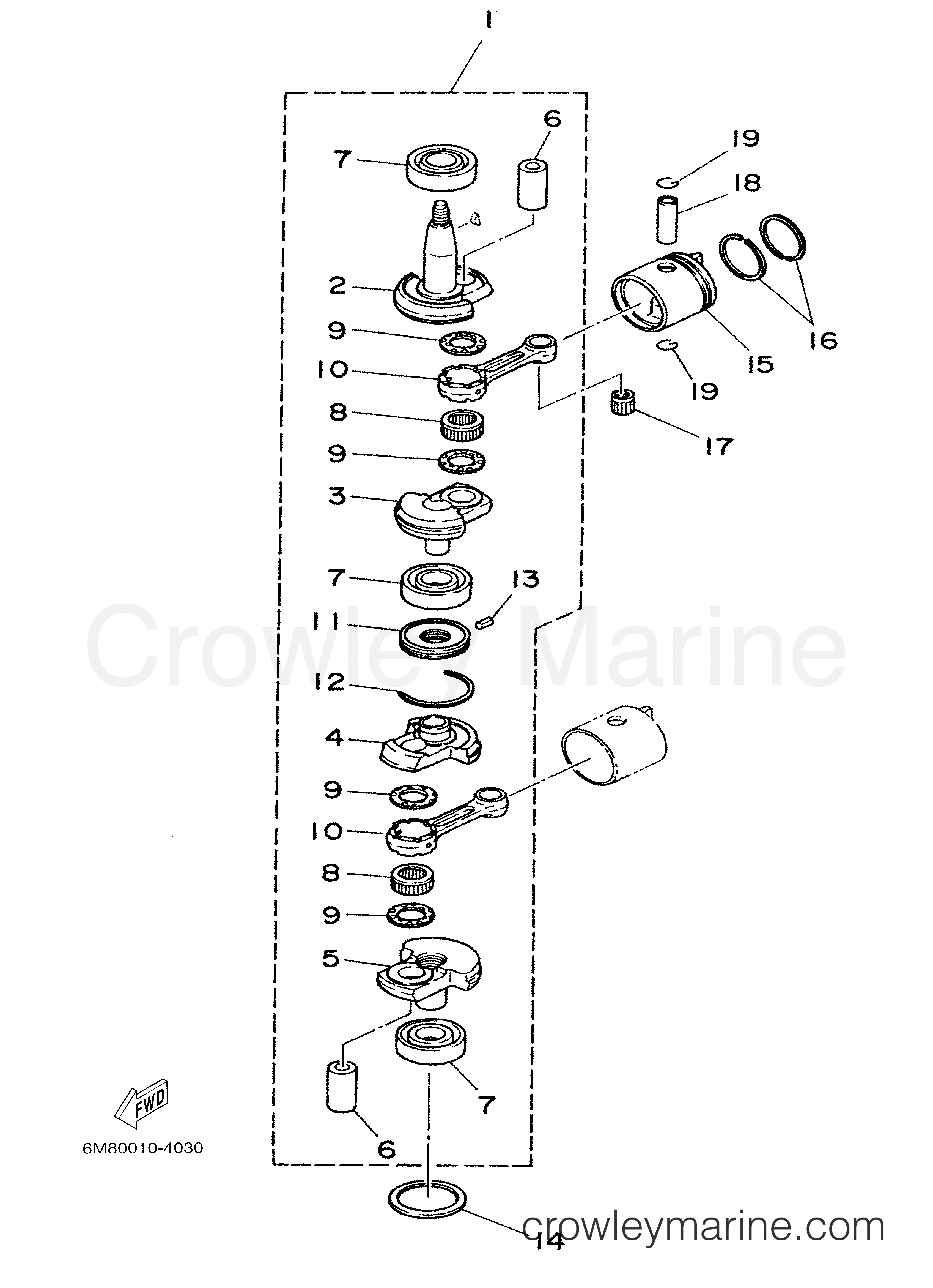 Yamaha Motors 8MSHC - CRANKSHAFT PISTON