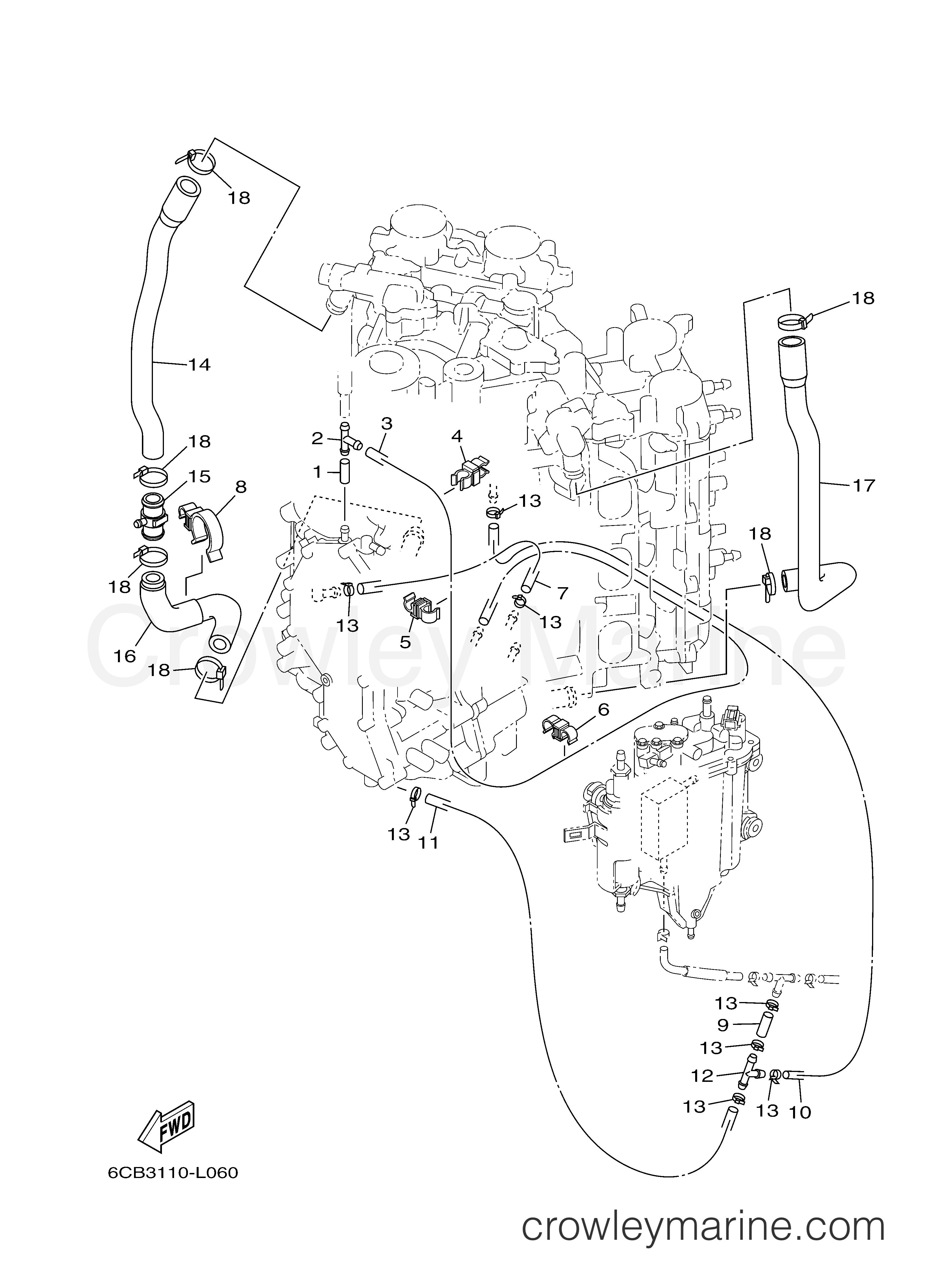 Yamaha Motors VF200LA - CYLINDER CRANKCASE 4