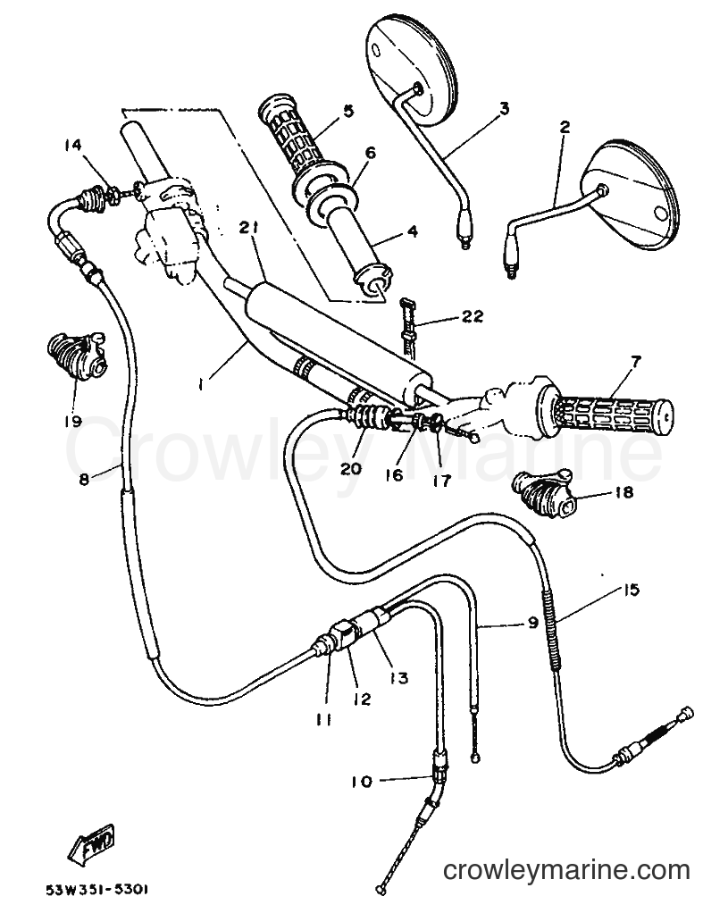 1987 Scooter DT80LC - DT80LC (2UW) [999] - STEERING HANDLE & CABLE