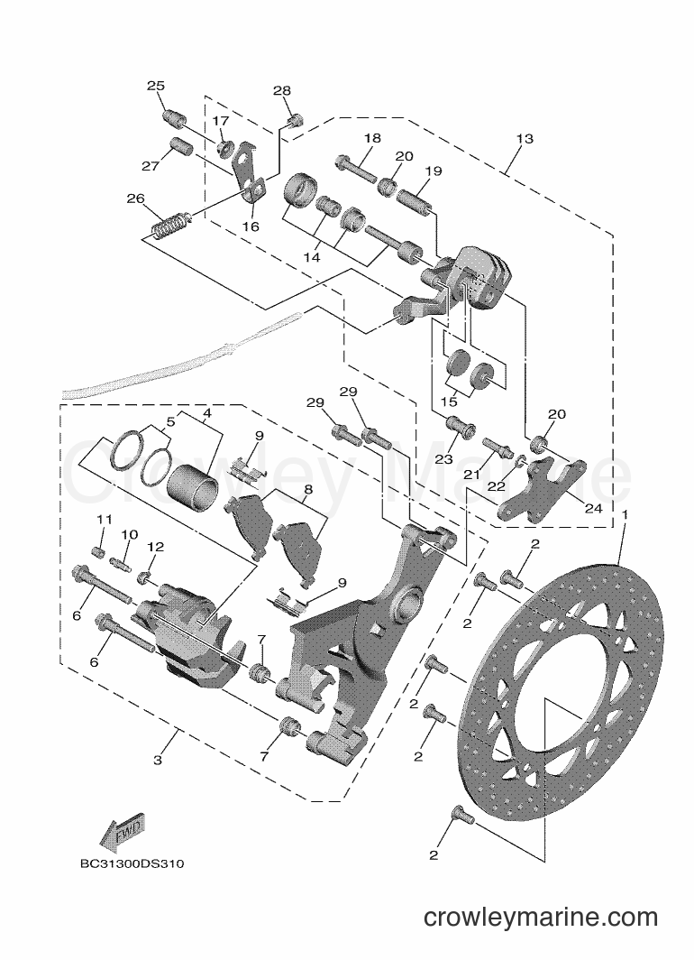 2017 Scooter XP530D-A - XP530D-A (BC31) [010] - REAR BRAKE CALIPER