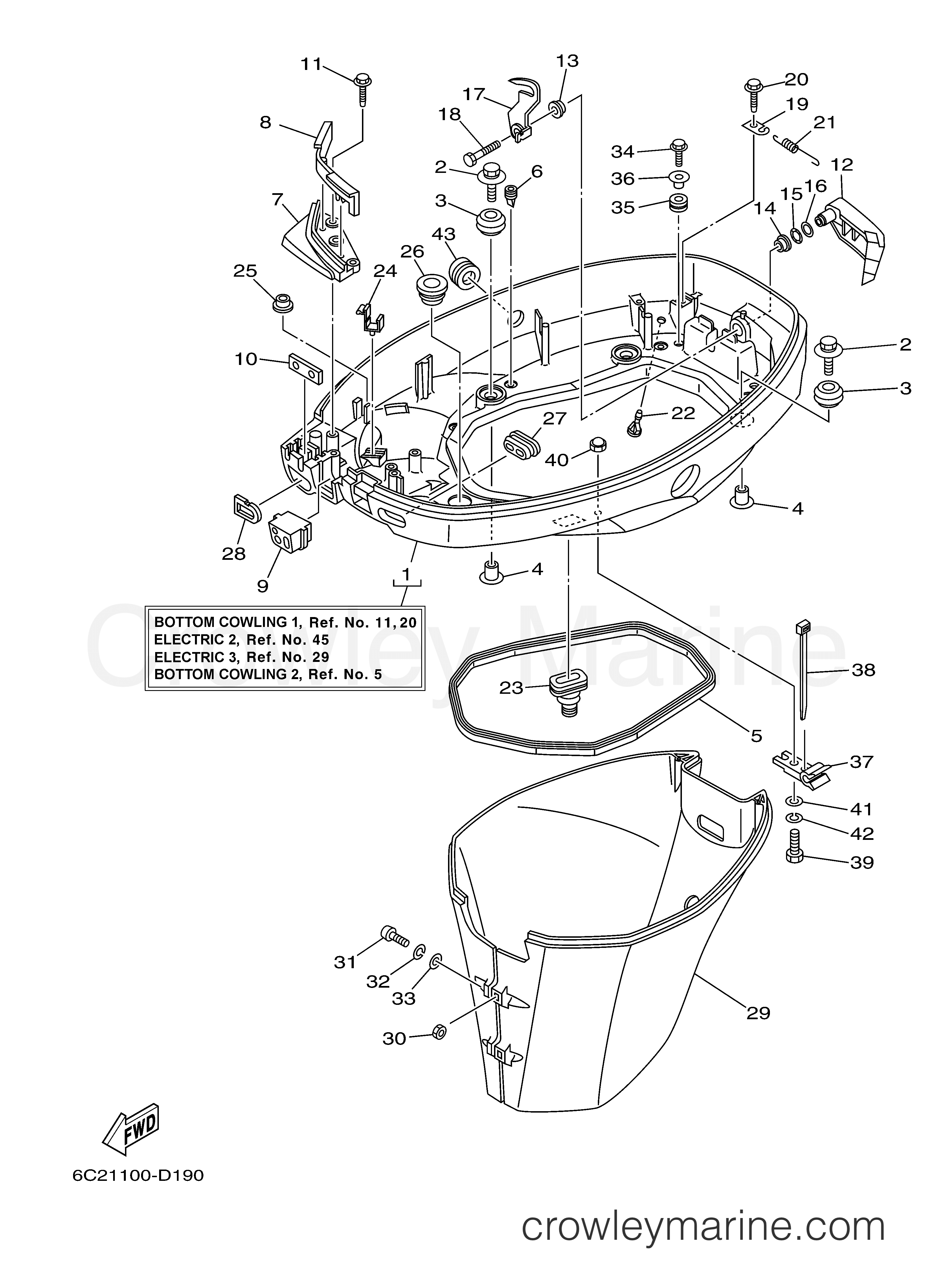 Yamaha Motors F50TLRD - BOTTOM COWLING 1
