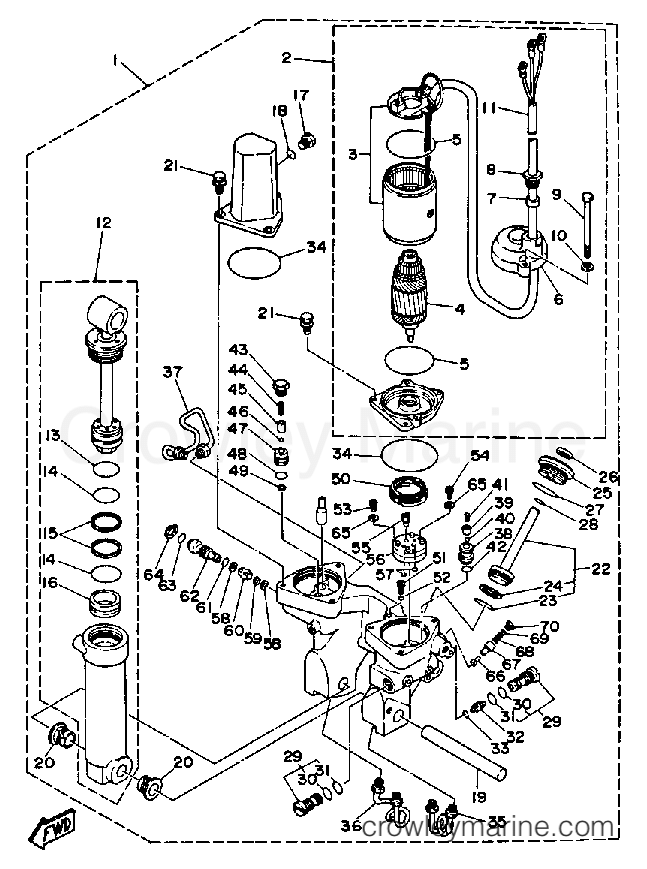POWER TRIM TILT ASSY 1989 Outboard 50hp PRO50LF Crowley Marine
