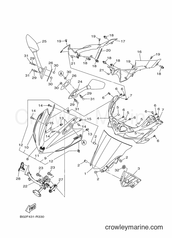 2016 Sport Bike YZF-R3A - YZF-R3A (B02F) [010] - WINDSHIELD