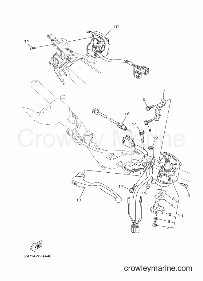 Yamaha Motors T135HC (55P3) [010] - HANDLE SWITCH & LEVER