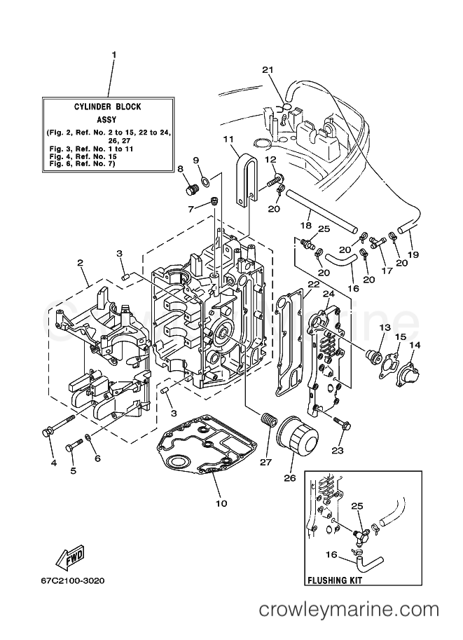 Yamaha Motors F40BET (67C2) [320] - CYLINDER & CRANKCASE 1