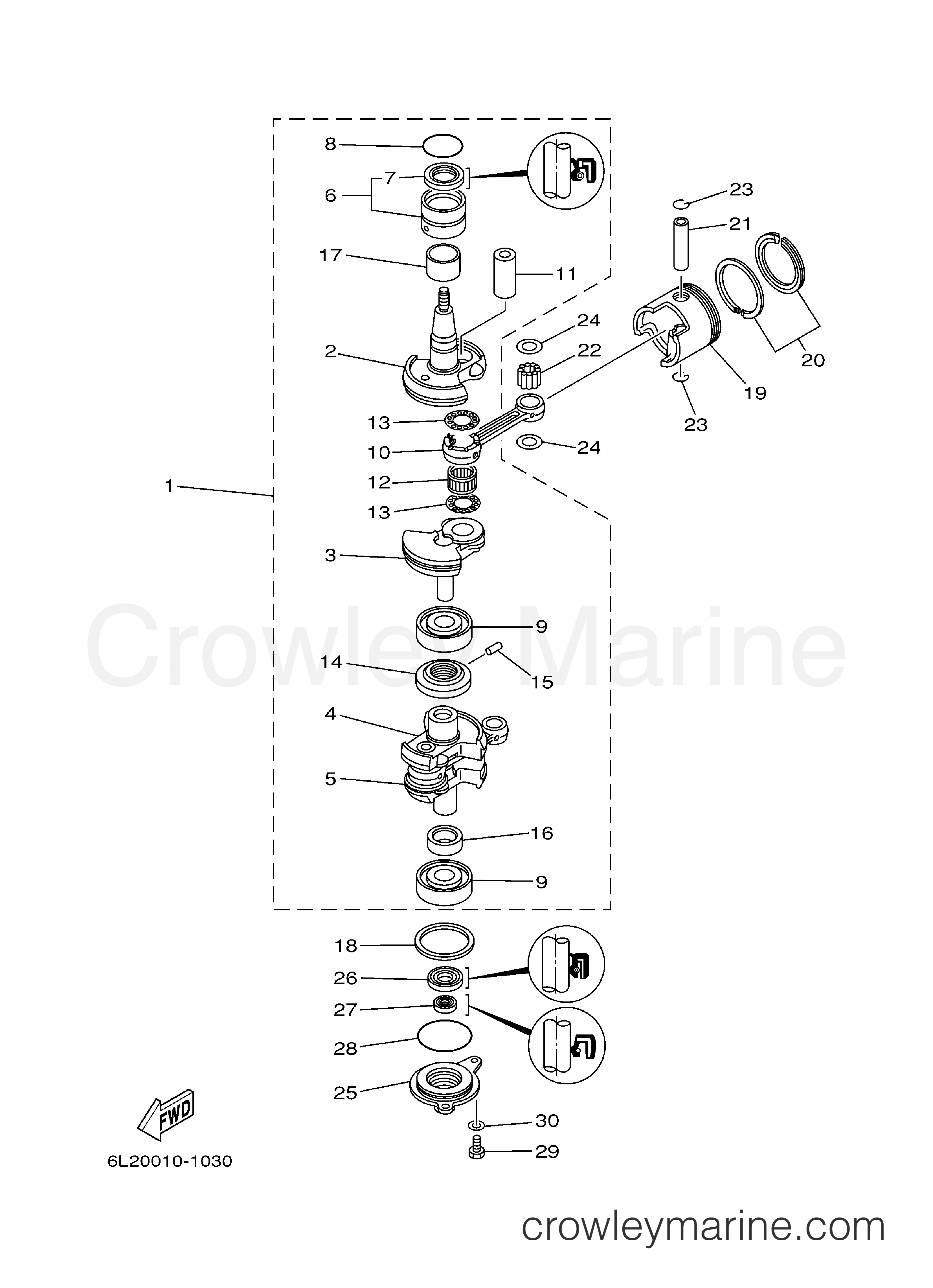 Yamaha Motors 25ELR - CRANKSHAFT PISTON