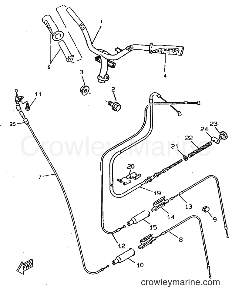 1998 Scooter CW50RSP - CW50RSP (4URG) [010] - STEERING HANDLE & CABLE
