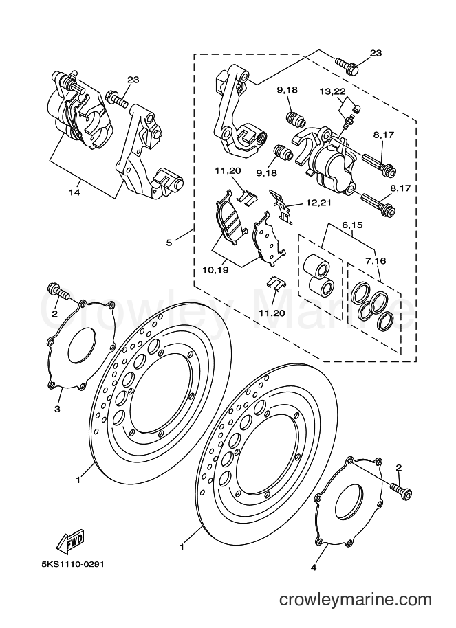 Yamaha Motors XVS1100 (5PBB) [100] - FRONT BRAKE CALIPER