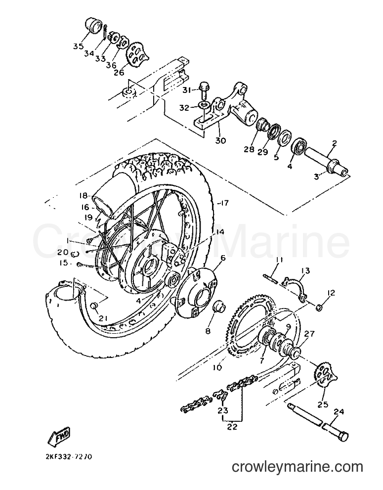 1987 Dirt Bike XT600N - XT600N (2NF) [999] - REAR WHEEL