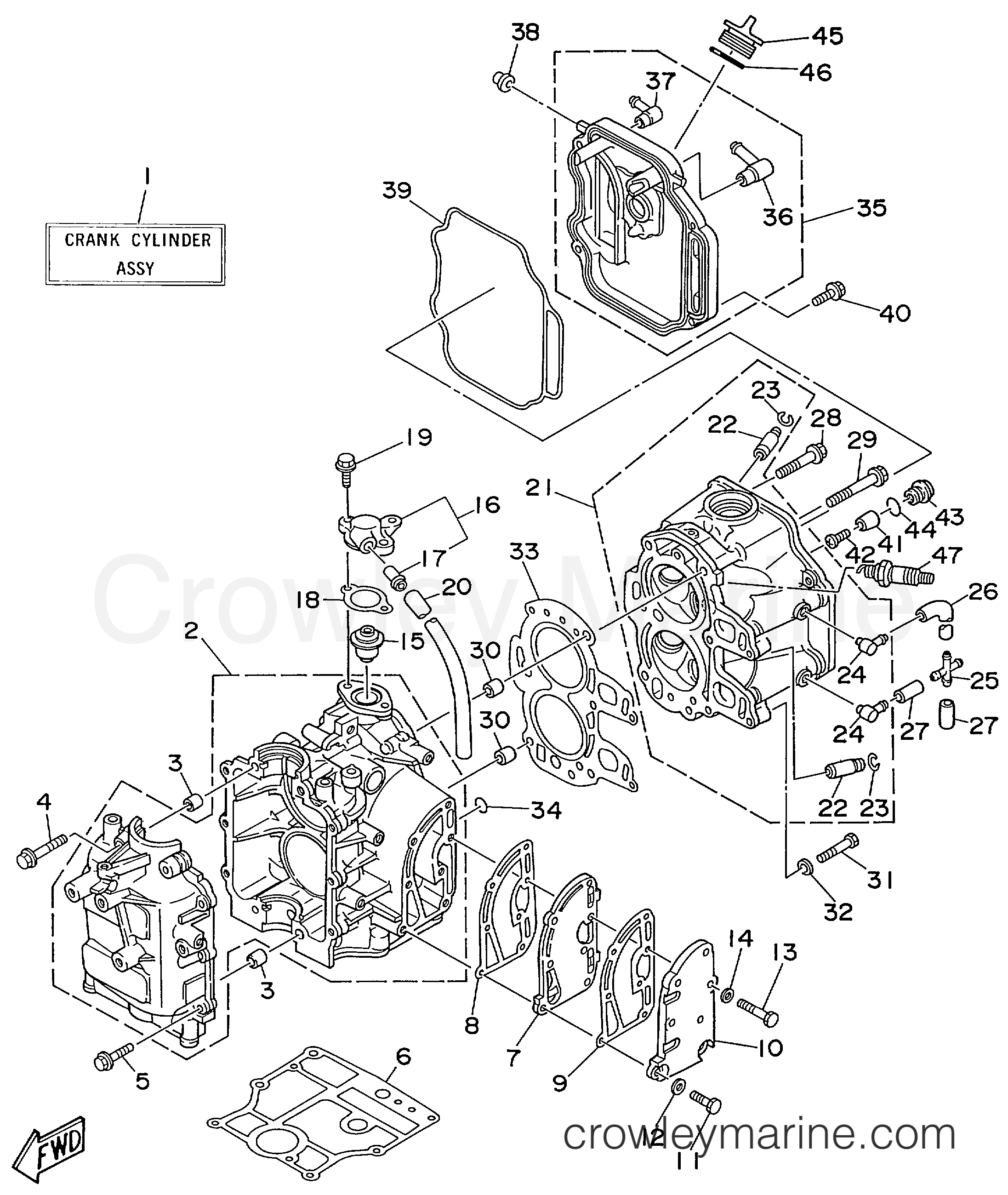 Yamaha Motors F9.9MSHW - CYLINDER CRANKCASE