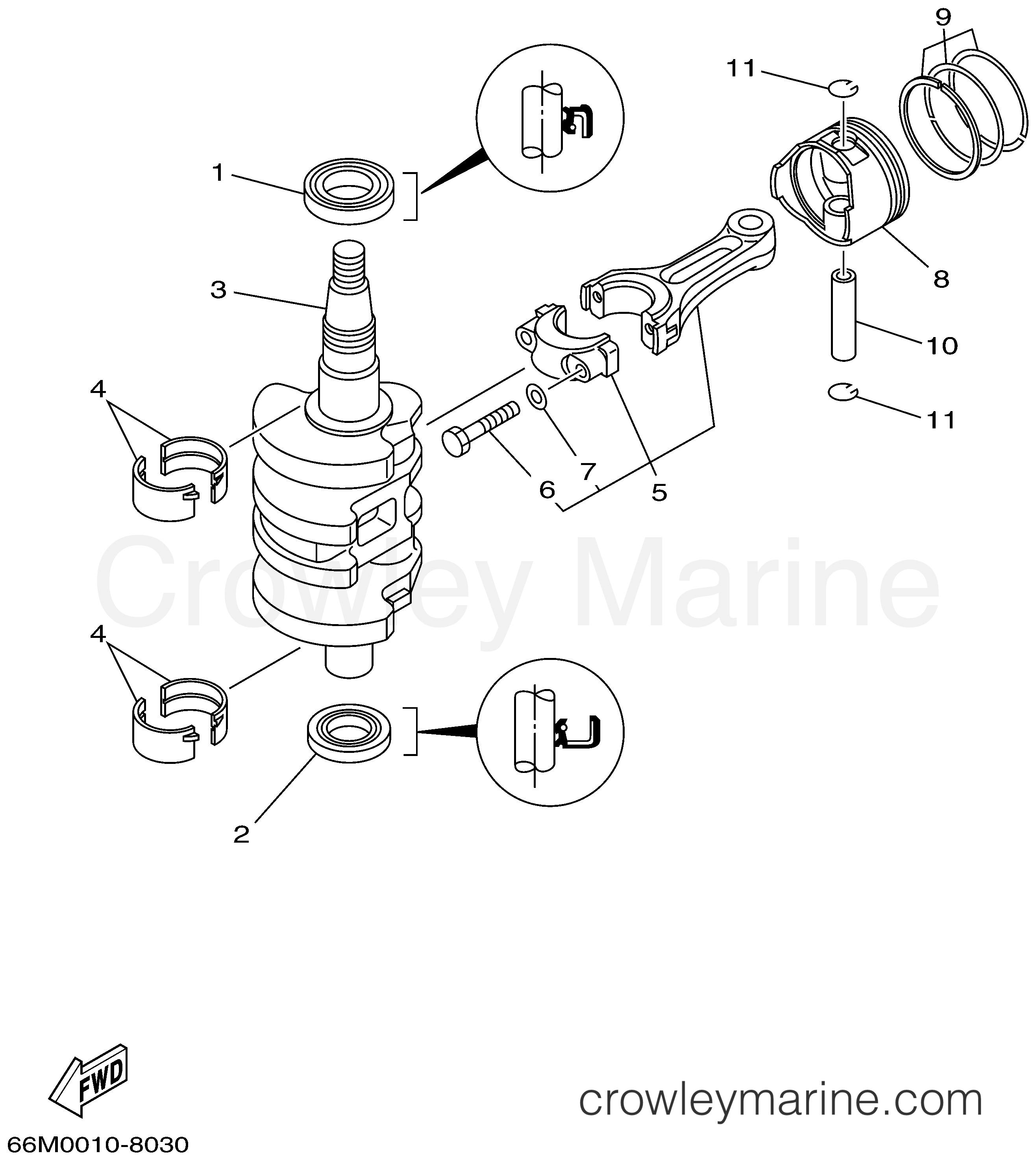 Yamaha Motors F15MLHA - CRANKSHAFT PISTON