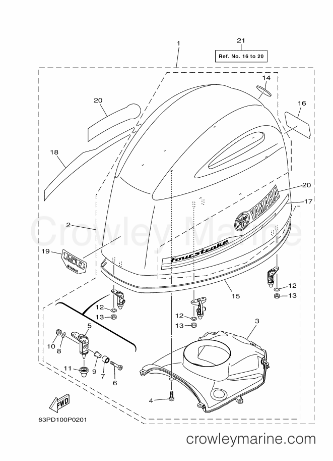 Yamaha Motors F150DET (63PD) [310] - TOP COWLING