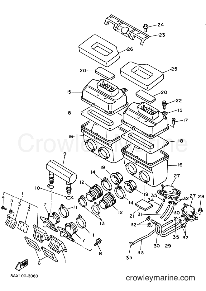 1994 Snowmobile VX750 - VX750 (8BW1) [040] - INTAKE