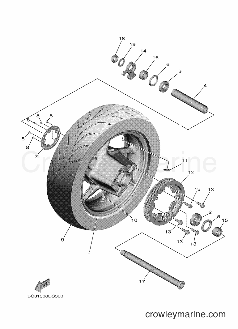 2017 Maxi-Scooter XP530D-A - XP530D-A (BC34) [010] - REAR WHEEL