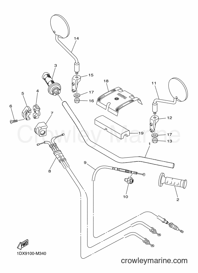 2014 Dirt Bike WR450F - WR450F (1DXA) [010] - STEERING HANDLE & CABLE