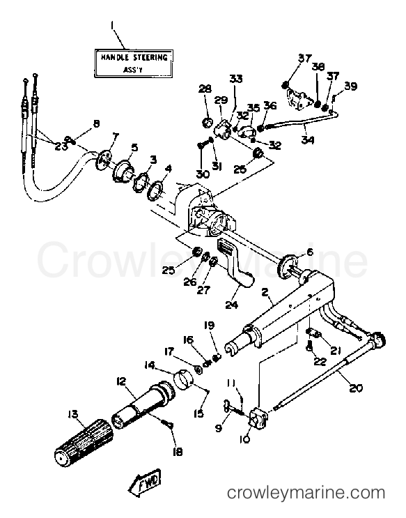 STEERING 1992 Yamaha Outboard 25hp 25MSHQ Crowley Marine