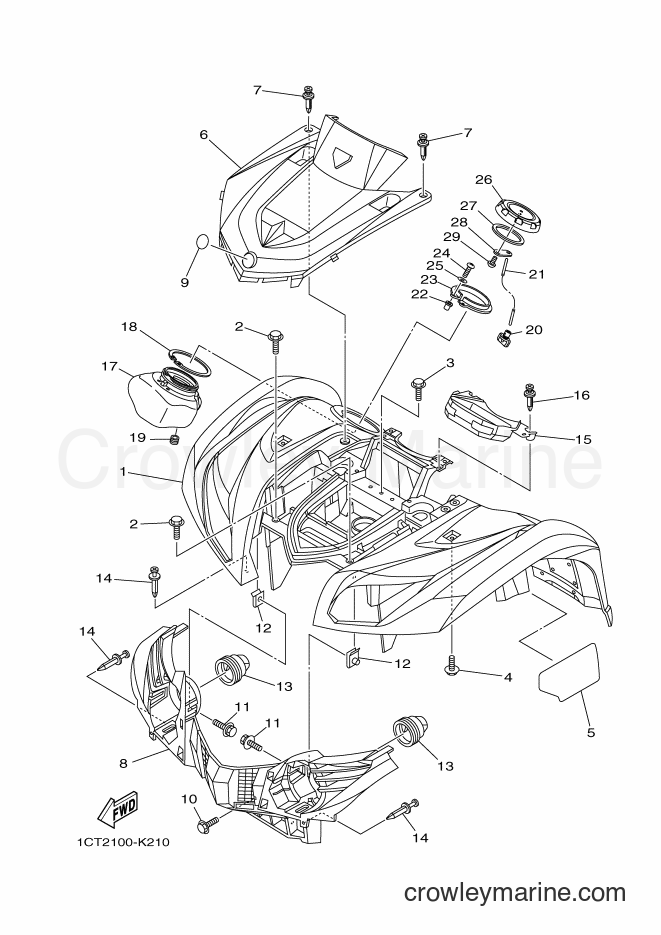 2013 ATV YFM450FWAD - YFM450FWAD (1CTR) [010] - FRONT FENDER