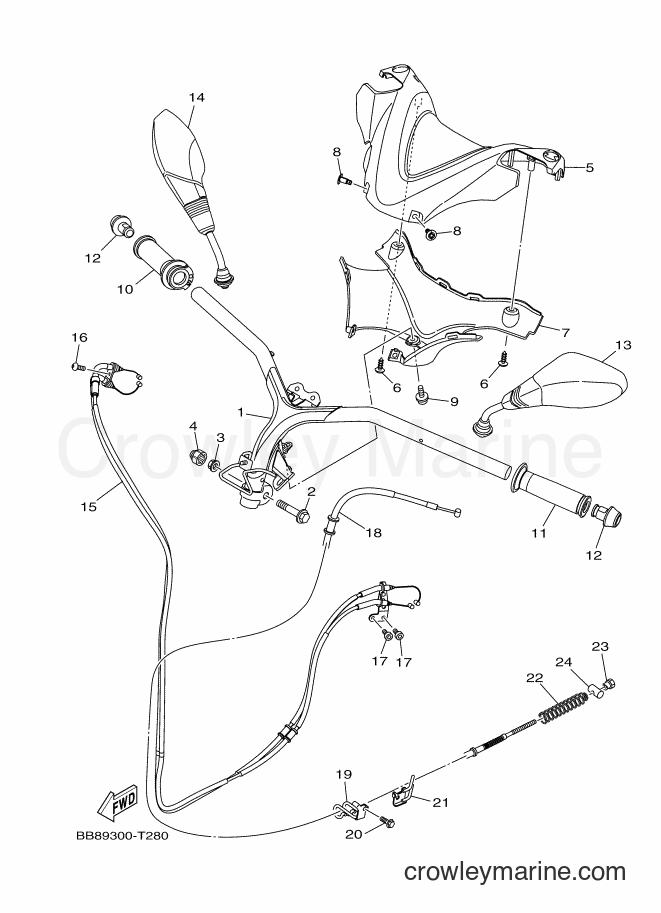 Yamaha Motors MWS150-A (BB89) [010] - STEERING HANDLE & CABLE