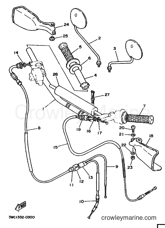 1990 Scooter DT80LC - DT80LC (3WC1) [999] - STEERING HANDLE & CABLE