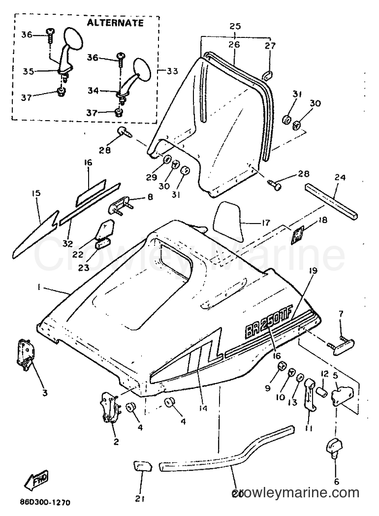 1992 Snowmobile BR250TF - BR250TF (86D4) [010] - SHROUD & WINDSHIELD