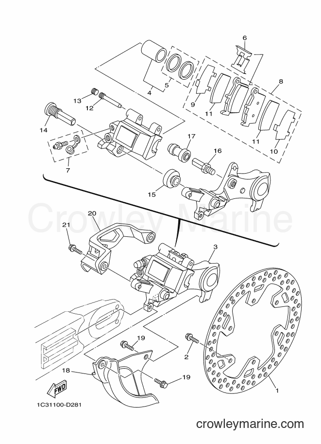 Yamaha Motors YZ125 (1C31) [020] - REAR BRAKE CALIPER