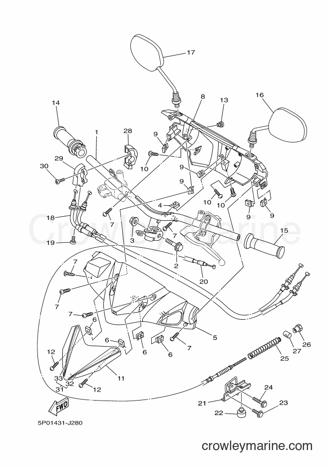 2010 Scooter AT135 - AT135 (5P02) [010] - STEERING HANDLE & CABLE