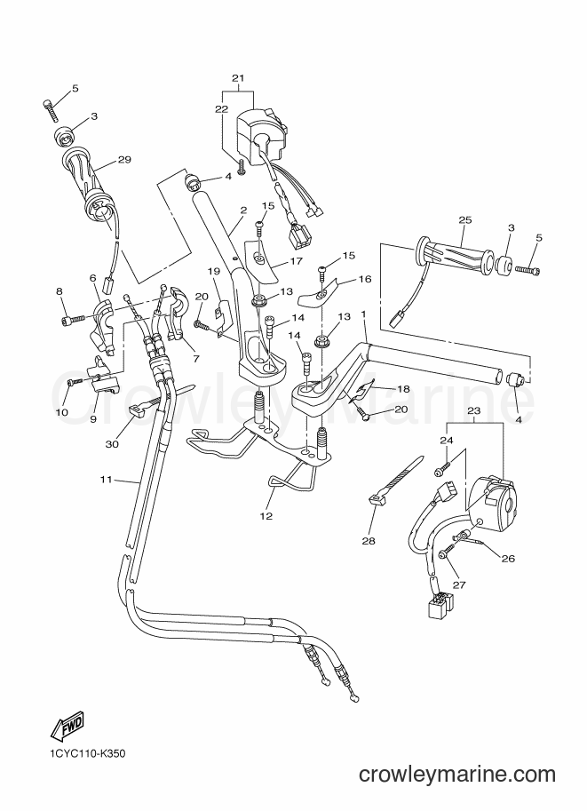2012 Sport Bike FJR1300A - FJR1300A (1CYH) [010] - STEERING HANDLE & CABLE